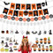 Halloween Deko Set, Halloween Girlande Set mit Kürbis Geist, Halloween Deko Innen Outdoor, Halloween Banner, Halloween Cake Topper, Halloween Dekoration für Halloween Party Deko Gruse Party und Garten