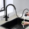 ROVOGO 3 Wege Wasserhahn Küche mit Filter, Küchenarmatur Schwarz Hochdruck mit Brause Ausziehbar, 360° Schwenkbar Spültischarmatur Doppelhebel, Edelstahl 304 Mischbatterie Küche, C-Auslauf