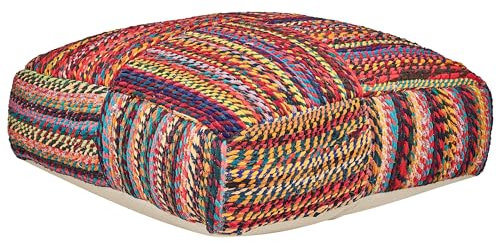 Beliani Bodenkissen Baumwolle bunt 70x70x20 cm Sitzkissen im Boho Stil Mekhtar