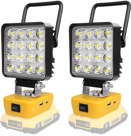 AUXTINGS Luz de trabajo LED para batería Dewalt de 20 V, 20 V máximo 48 W 4800 lm, luces de batería con protección de bajo voltaje, puerto de salida USB y tipo C, luz LED para exteriores e iluminación