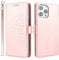 ELTEKER iPhone 16 Pro Max Case, iPhone 16 Pro Max Leather Book Case with Card Holder Wallet, [Full Protection] [Card Slots] [Folding Stand]-Rose Gold