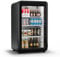 Klarstein Audrey Evo Getränkekühlschrank Mit Glastür - 93L Mini Kühlschrank, Retro-Design, LED-Beleuchtung, Doppelt Verglaste Tür, 0-10 °C, Energieklasse C, Schwarz