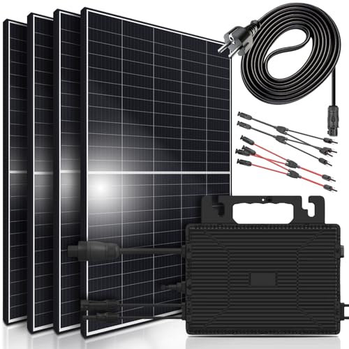 SUNNIVA® 1700W Balkonkraftwerk 800W komplett Steckdose - Astro-Energy 800W Micro Wechselrichter - PV Solaranlage Komplettset, 4x 425W (1700W) Solarmodule, inkl.5m Kabel, Y-Verteiler, Bluetooth, WIFI