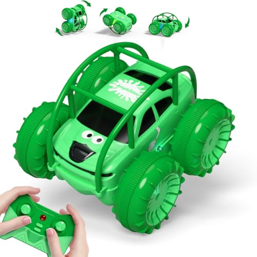 Direct Charging Remote Control Cars with USB Type-C Cable, Amphibious Fast Charging Stunt Car 360° Flip,LED Lights,15 km/h 4WD for Kids Ages 3-12, Waterproof Indoor Outdoor RC Toy Gift for Boys Girls