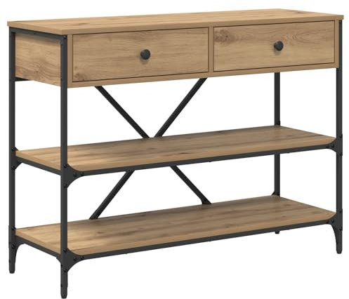 vidaXL Konsolentisch mit Schubladen mit Regal Sonstiges Artisan-Eiche, Moderner Konsolentisch, industrieller Stil, Holzschubladen, schmaler Eingangsbereich, praktisches Akzentstück