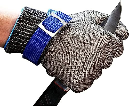 LoiYtrd Arbeitssicherheit Schnittschutzhandschuhe, schnittfeste Stahldrahthandschuhe, Schutzhandschuhe aus Metall der Stufe 5, for Metzgerköche for Schneiden von Fleisch