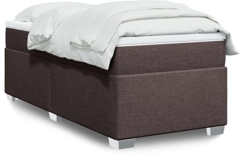 CIOURSTO Einzelbett Boxspring mit Matratze und Topper, Bezogener Stoffrahmen, Lattenrost, Schlafzimmermöbel mit Bettfüßen (100 x 200 cm)