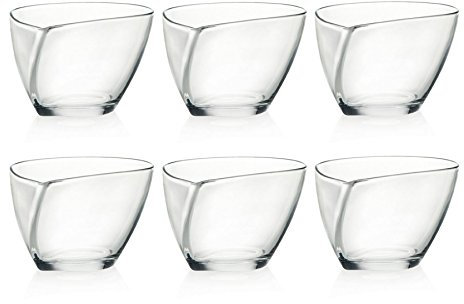 6 x RCR Crystal Glass Happy Dessert Bowls Boxed Set Dishwasher, Fruit, Savoury Snacks and Ice Cream Crystal Glass Bowls - Made in Italy