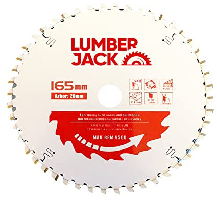 LUMBER JACK TCT Circular Wood Saw Blade 165mm x 20mm 48 Teeth Compatible with Bosch Makita etc