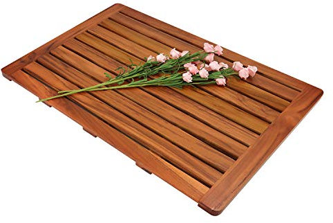 Utoplike Teak Badematte, rutschfeste Duschmatte für Badezimmer, Holzbodenmatte, extra groß, geeignet für Spa, Zuhause oder im Freien