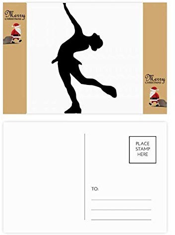 Wintersport-Silhouette für weibliche Schlittschuhen, Weihnachtsmann, Geschenk, Postkarte, Dankeskarte, 20 Stück