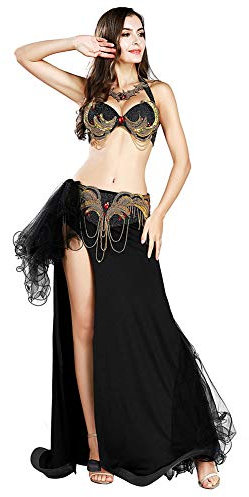 ROYAL SMEELA Bauchtanz Kleidung Frauen Bauchtanz BH und Gürtel Rock Anzug Bauchtanz Kostüm Damen Elegant Slit volle Röcke Kleider BH Set Gürtel Maxi Röcke Set Flamenco Kleid Bauchtanz Kleid Maxi