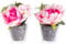 Flora-Seta GmbH künstliches Blumen-Arrangement im Glas (2 Stück) (Beauty, Creme, rosa, Pfingstrosen Hortensien)