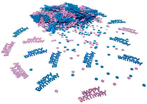 Oblique Unique® Happy Birthday Geburtstag Konfetti mit Punkten über 300 Stück Blau Rosa mit Glitzer Effekt Tisch Deko Streudeko