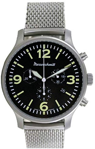 Messerschmitt Aristo Herren Uhr Flieger Chronograph ME-3H205M Edelstahl