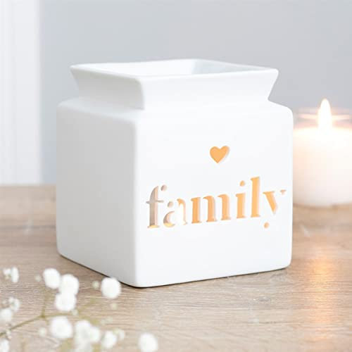 JJA Brûleur à huile familiale, chauffe-cire en céramique essentielle, diffuseur de bougie chauffe-plat, support de tartelettes d'aromathérapie, diffuseur de parfum, cadeau décoratif