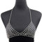 Generic Sexy BH Ketten Kristall Taillenkette Strass Körperkette Bikini Top BH Kette Gold Körperschmuck für Frauen und Mädchen Silber