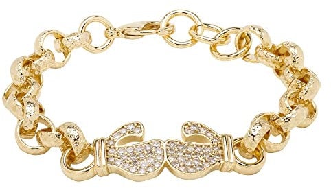 Kids & Teens Gold Boxing Glove Belcher Bracelet with Stones - 18K Real Gold Plated Friendship Bracelet Kids Jewellery (Length: 6 to 6.5 Inches, Weight: 24 grams) - Bling King London