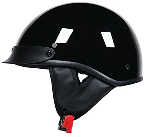 Jet Casco Scodella Adulto Aperto Caschi Da Moto Omologato DOT/ECE Donna E Uomo Cruiser Scooter Retrò Casco Aperto Mezzo Bright Black B,L