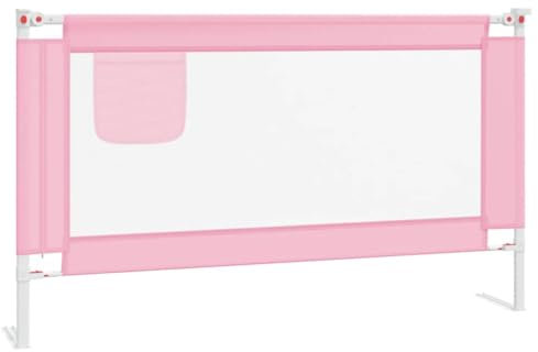 vidaXL Barandilla de Seguridad Cama de Niño Protección Cuna Bebé Guardería Dormitorio Habitación Protector Riel Barrera Rosa Tela 140x25 cm