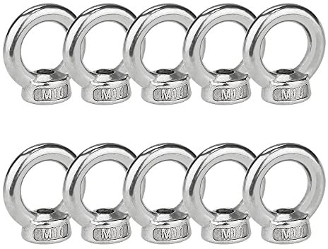 10 Stück Ringmutter Edelstahl M10 Augenmuttern, Gewinde Ösenmutter Ringösen Hardware Ringförmige Schaukelhaken zum Heben von Zubehör