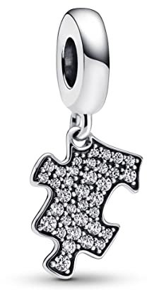 PANDORA Funkelndes Puzzleteil Charm-Anhänger aus Sterling Silber mit Zirkonia - Kompatibel mit PANDORA Moments Armbänder