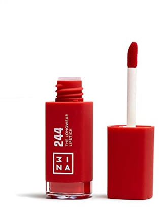 3INA MAKEUP - The Longwear Lipstick 244 - Labial Líquido Rojo de Larga Duración con Acido Hialurónico para Hidratar los Labios - Barra de Labios Matte de Alta Pigmentación - Vegan - Cruelty Free