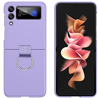 Topme Cover per Samsung Galaxy Z Flip4 / Samsung Galaxy Flip 4 2022 (6.7) Custodia Case, Custodia Rigida per PC con Anello - Viola chiaro.