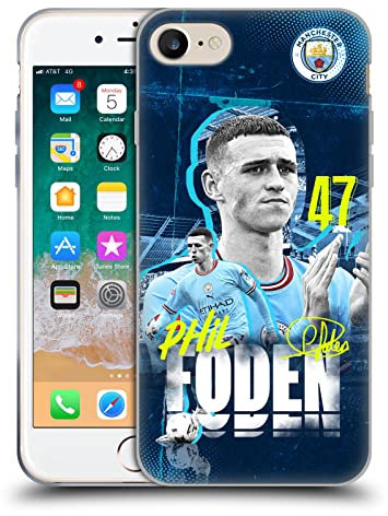 Head Case Designs Offizielle Manchester City Man City FC Phil Foden 2022/23 Erstes Team Gelhülle [Militärischer Grad] Kompatibel Mit Apple iPhone 7/8 / SE 2020 & 2022 Und Kompatibel Mit MagSafe
