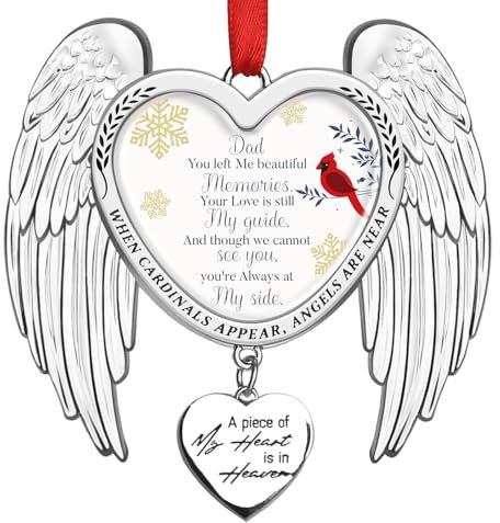 Engel-Gedenkfigur – roter Kardinal-Weihnachtsschmuck für den Verlust des Vaters, Trauergeschenk, Erinnerungsgeschenk in Erinnerung an einen geliebten Menschen