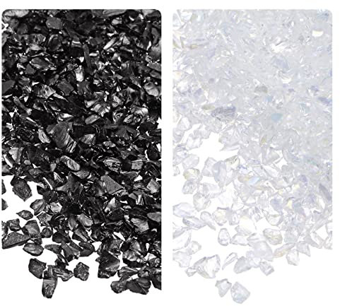 sourcing map 2 Farben Glassplitter 1-4mm glitzernd metallisch Glas 28g Weiß Schwarz