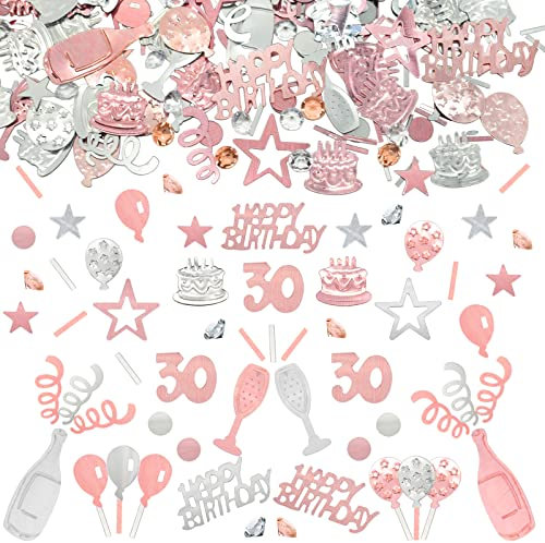 Konfetti 30 Geburtstag Deko, 30 Tischdeko Geburtstagdeko Confetti,Streudeko 30. Deko, Tischdeko 30 Geburtstags, Konfettiis Streudeko Geburtstages RoseGold,Glitzer Konfetties 30 Frauen Männer