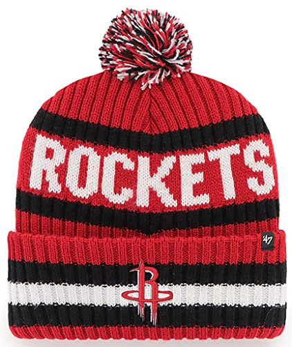 '47 NBA Unisex-Erwachsene Primary Logo Bering Strickmütze Pom Beanie Mütze, Houston Rockets Red, Einheitsgr��e