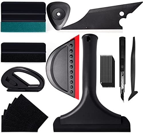 FOSHIO Kit di Attrezzi di Installazione di pellicole, Spatola Professionale con Feltro, con Taglierini da intaglio e lama, Raschiatore d'acqua, Raschietto in silicone