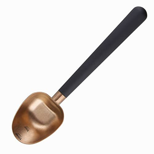 Easyworkz Cuchara de café de acero inoxidable con mango hueco, cuchara medidora de 7 g para café molido y té de hojas sueltas,Oro rosa-Negro