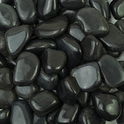SHIZWU Black Pebbles for Garden, Decorative Stones for Plant Pots, Vase Fillers, Aquarium, Fish Tank (20-40mm, 4.5kg)