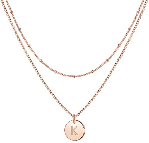 TINGN Kette Rosegold Damen - Kette mit Buchstaben Geschenke für Mädchen Ketten Mädchen Rosegold Halskette mit Buchstaben K Halskette Kinder Geschenke Geburtstagsgeschenk für Kinder Schmuck