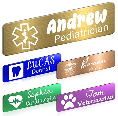 Benutzerdefinierte Namensschild mit Logo Bild Personalisierte Gravierte Namensschild mit Magnet oder Pin Kundenspezifische ID Namensschilder für Mitarbeiter Ärzte Krankenschwester Lehrer