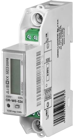 Miratic Indicateur Compteur Electrique Monophasé Compteur de Consommation de Courant Multi Tarif 100A Conforme MID - 1 Module Rail DIN Port RS-485 pour Photovoltaïque