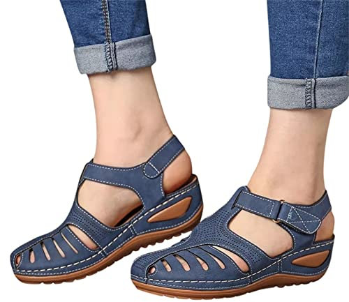 Fulidngzg Orthopädische Schuhe Damen Fersensporn Weich Elegant Sommerschuhe Arch Fit Trekking Sandaletten Comfort mit Fussbett Weite H Sandalen Outdoor Keilabsatz Wmshoe Clogs