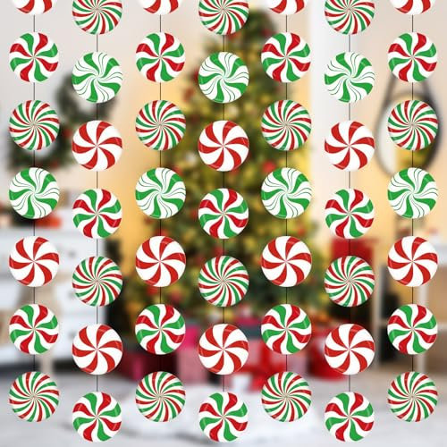 Faccito 12 Stück Weihnachten Hängende Dekorationen Süßigkeiten Party Papier Girlande Luftschlangen für Weihnachten Süßigkeiten Land Winter Urlaub Kinder Geburtstag Party Zubehör (Rot Weiß Grün)