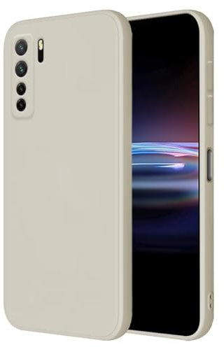 HONLEN Hülle für Huawei P40 Lite 5G Schutzhülle Case, (6.5 Inches) Liquid TPU Silicone Handyhülle mit Fallschutz Silikon Cover Altweiß