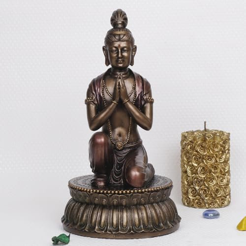 ARTVARKO Buddha-Idol Gautam Buddh-Statue aus Kaltgussharz, Bronze-Finish, Buddhismus, Avalokiteshvara, tibetisches Feng Shui, Yoga, Heimdekoration, Höhe 26,7 cm