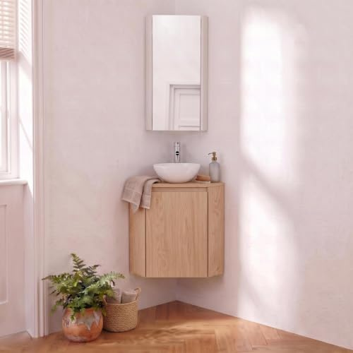 Eckwaschbecken Sorrento + Waschbecken + Wasserhahn + Schrank, Badezimmermöbel