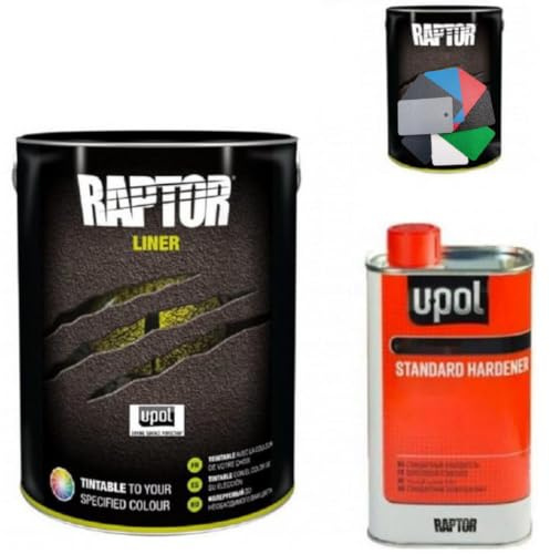 Raptor Liner Lack, alle RAL Farben. 1,1 L (0,75+0,25+0,1) Gebinden Set. 2K Fahrzeug & Transportflächen Beschichtung. Upol. (RAL 1013 Perlweiss)