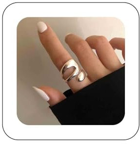 Dervivea Minimalistische Goldkuppel Klobiger Ring Poliert Verstellbarer Ring Verdreht Offener Fingerringe Dicker Verstellbarer Metallring Stapelbarer Geometrischer Ring Statement-Ring Schmuck Für