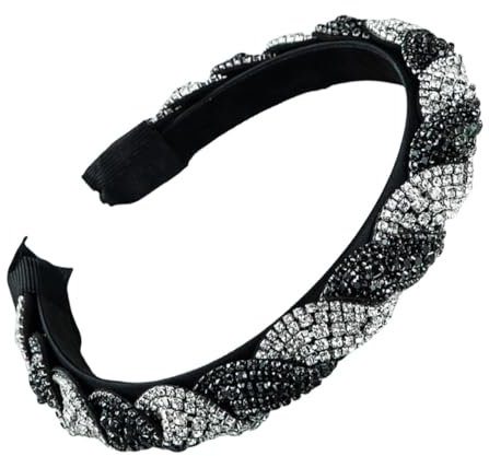 scicent Haarreifen Damen Hart Strass Haarband Weben Rutschfeste Stirnband Glitzer Kristall Haarreifen Barock Perlen Niedlicher Headband Mode Haar Accessories - 26806