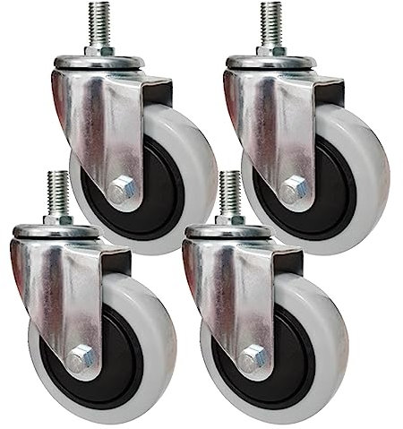 M14-Gewindeschaftrollen, 100-mm-Hochleistungs-Industrierollen mit Feststellbremse, Lenkrolle für PU-Möbel, rutschfeste Lenkrolle für Rollwagen/Regale, 4er-Set (Größe: mit Bremse)
