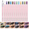 KYDA 12 Bunte Lidschatten Stift Set, Glitter Lidschatten Bleistift Crayon Langanhaltender wasserdichter Schimmer Bleistift Lidschatten Lidschatten, Eye Brightener Stick für Augen Make-up