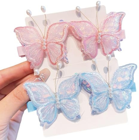 2 Pares De Pinzas Para El Cabello De Mariposa, Pinzas Para El Cabello De Mariposa Bordadas, Pinzas Para El Cabello De Mariposa Lindas, Accesorios Decorativos Exquisitos